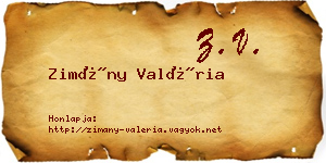 Zimány Valéria névjegykártya